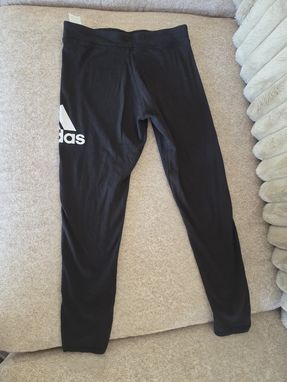 adidas Kids Black Leggings with White Side Logo Size 7-8